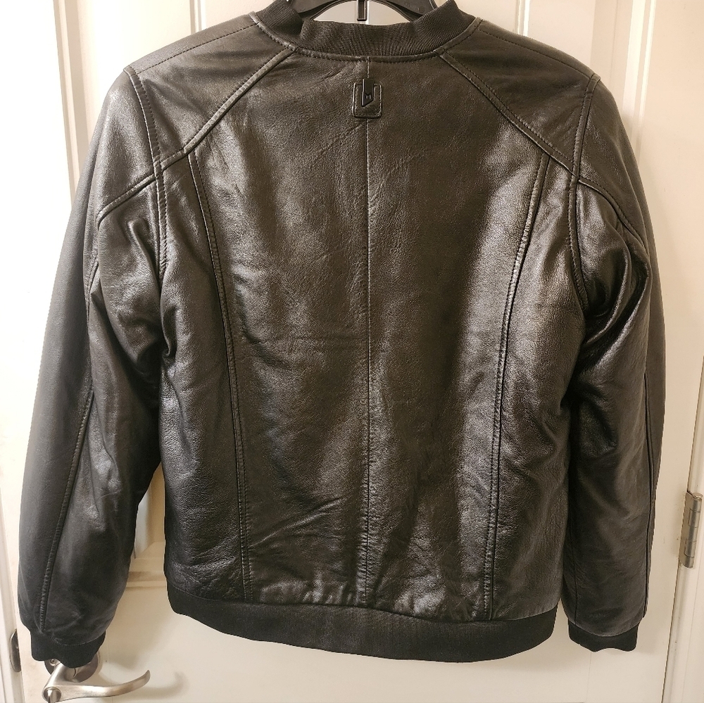 Mauritius New Black Leather Bomber Jacket - Size 7/8 - Picture 2 of 5